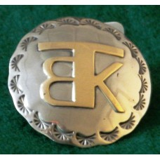 Silver Plated Handmade BTK Brand Concho with Scarf Slide Adapter  1½" ( 38mm)
