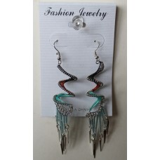 Black Orange Turquoise Spiral Earrings