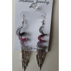Black Pink Purple Spiral Earrings