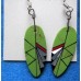 Native American Mosaic Inlayed Green Leaf Slab Style Earrings.