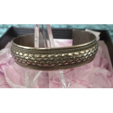 Vintage Sterling Silver Braided Rope Trim Cuff Bracelet 7"
