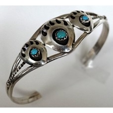 Navajo Sterling Silver Bear Claw Bracelet 5½"