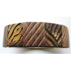 Handmade Armband Wood Design on Brass Cuff.