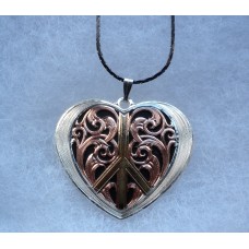 Montana Silversmith Gold Silver Rose Gold Black Heart Peace Pendant Necklace.