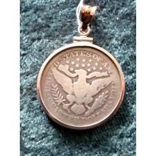 Barber Quarter 1896 In Sterling Silver Pendant