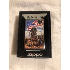 Zippo Lighter Cowboy with Stars & Stripes Flag